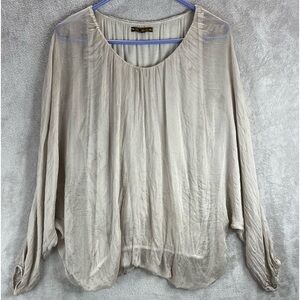 PIAZZA ROMA Made in Italy 100% Silk Blouse Sz XS Top Sheer Silk Overlay Summer